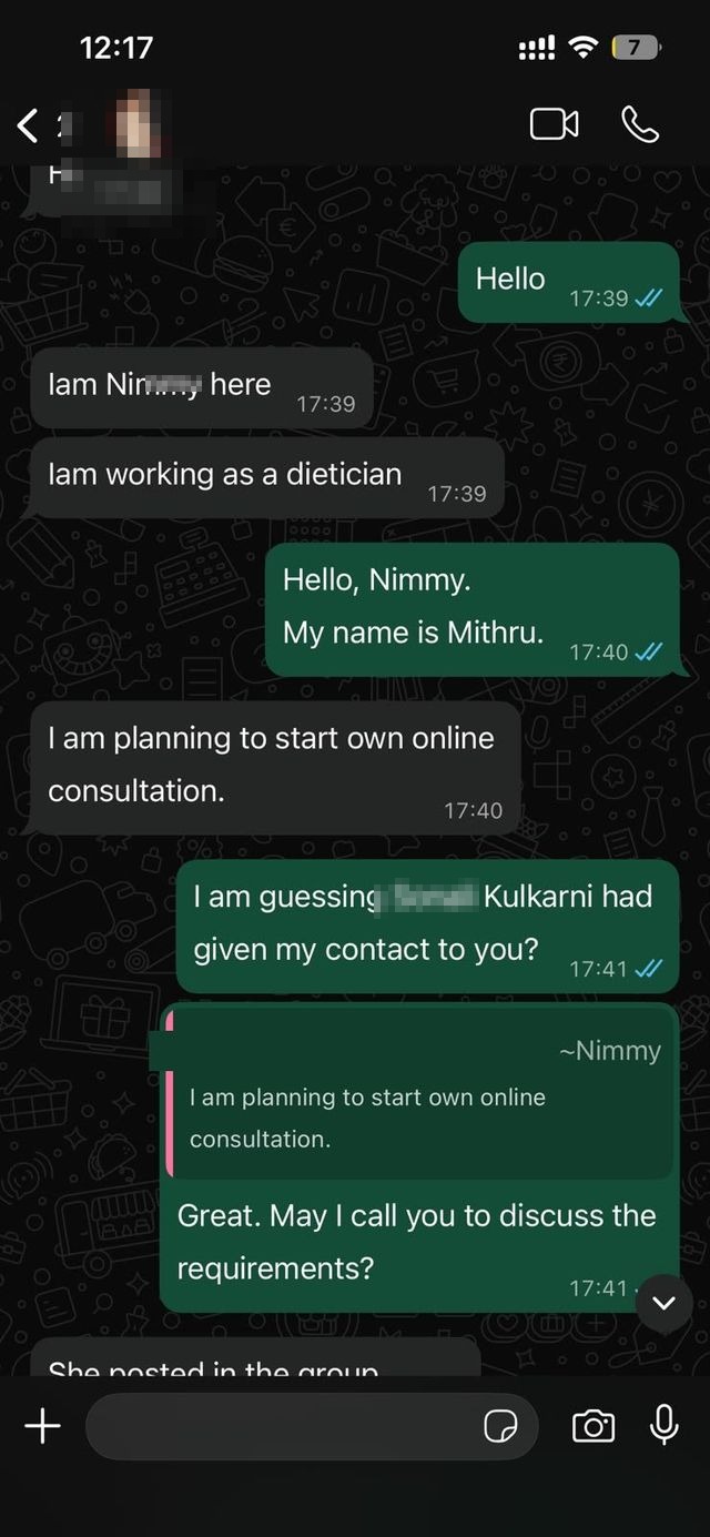 A real WhatsApp conversation with a client, from first message through project scope